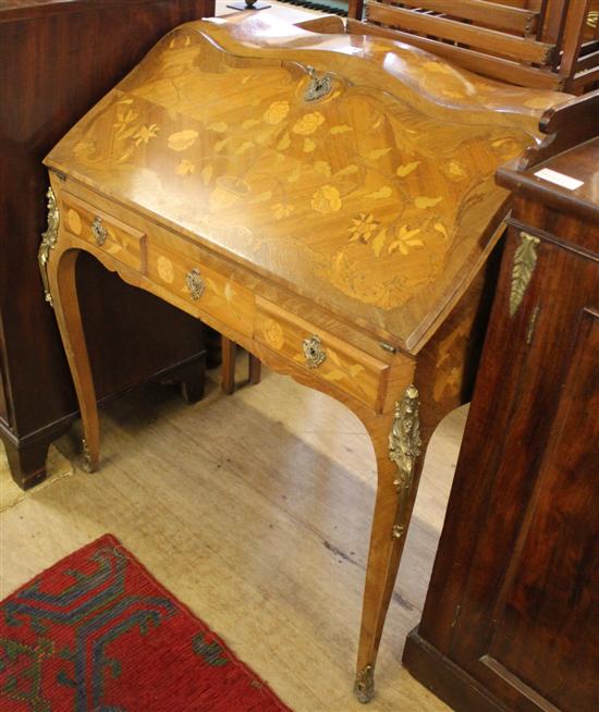 Louis XV style marquetry inlaid bureau de dame